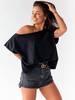 Luźna bawełniana bluzka oversize czarna D156 k01