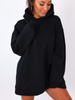 Dresowa oversizowa bluza z kapturem sukienka czarna b23 k01