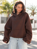 Viralowa Dresowa bawełniana BLUZA z kapturem oversize szeroka brązowa E644