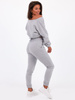 Dres komplet bluza z dekoltem v+spodnie szary b139 k01
