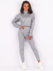 Swetrowy dres komplet bluza z golfem+spodnie szary b233 k01
