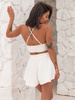 Wiscozowy KOMPLET top stanik na ramiączkach i krótkie spodenki z gumką w pasie ecru X163 k01