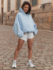 Luźna BLUZA z kapturem oversize szeroka z bawełnianej dresówki niedrapanej od wewnątrz baby blue X150 k01