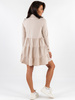 Bawełniana rozkloszowana sukienka na guziki beżowa D149 k01