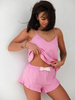 PIŻAMA komplet do spania luźna bluzka i spodenki różowa P30