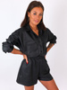 Kombinezon krótkie spodenki ze sztucznej skóry czarny b14 k01