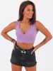 Bawełniany krótki top z dekoltem bluzka z prążka liliowa b52 kk01