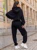 Dresowy bawełniany KOMPLET bluza kangurka z kapturem i spodnie klasyczny krój czarny X305 k01