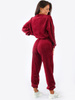 LUŹNY WELUROWY DRES KOMPLET BLUZA+SPODNIE bordowy B175 k01