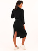 Sweter sukienka z golfem długość midi czarna k251