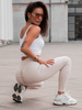 Dopasowane bawełniane SPODNIE LEGGINSY push up beżowe D525 k01