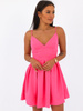 Rozkloszowana sukienka na cienkich ramkach neon róż b44 kk01