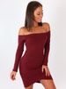 Dresowa sukienka opuszczana na ramiona bordowa b8 kk01