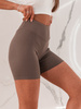 Krótkie legginsy SPODENKI kolarki z prążkowanej bawełny coffee E156 k01