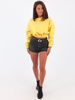 Dresowa krótka bluza ze ściągaczami żółta b32 k01