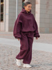 Dresowe bawełniane SPODNIE baggy deep plum / śliwkowe E643