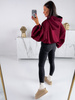 Szeroka luźna BLUZA z kapturem oversize bordowa E348 k01