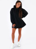 DRESOWA SUKIENKA BLUZA KANGURKA Z KAPTUREM czarna B172 k01