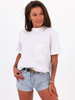 Basic bawełniana bluzka t-shirt z kieszonką oversize biała b117 kk01