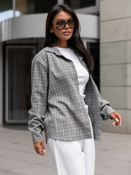 Oversizowa KOSZULA w kratę szarą wzór 6 X363