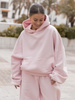 Dresowa bluza z bawełny baggy z kangurką i kapturem baby pink X562