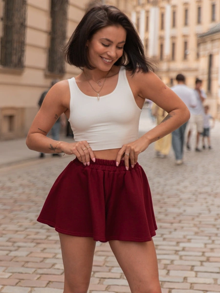 Bawełniane dresowe krótkie SPODENKI szorty bordowe X171