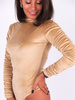 Welurowa bluzka body marszczone rękawy beżowe b262 k01