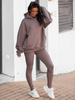 Luźna bawełniana BLUZA dresowa z kapturem z kieszeniami coffee E6 k01