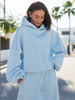 Viralowa Dresowa bawełniana BLUZA z kapturem oversize szeroka baby blue E644 k01