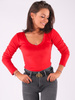 WELUROWA BLUZKA BODY DEKOLT V czerwone B196 k01