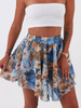 ROZKLOSZOWANA ZWIEWNA MINI SPÓDNICA niebieskie kwiaty A221 k01
