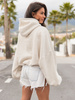 Viralowa Oversizowa BLUZA z kapturem bluzowana kangurka z bawełnianej dresówki z lnem beż melanż X2 k01