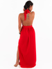 Maxi sukienka z dekoltem typu halter czerwona c306 k01