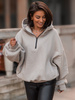 Bawełniana dresowa BLUZA oversize z kapturem na stójce z zamkiem stone E536 k01