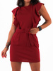 Elegancka sukienka długość mini z falbankami bordowa c339 k01