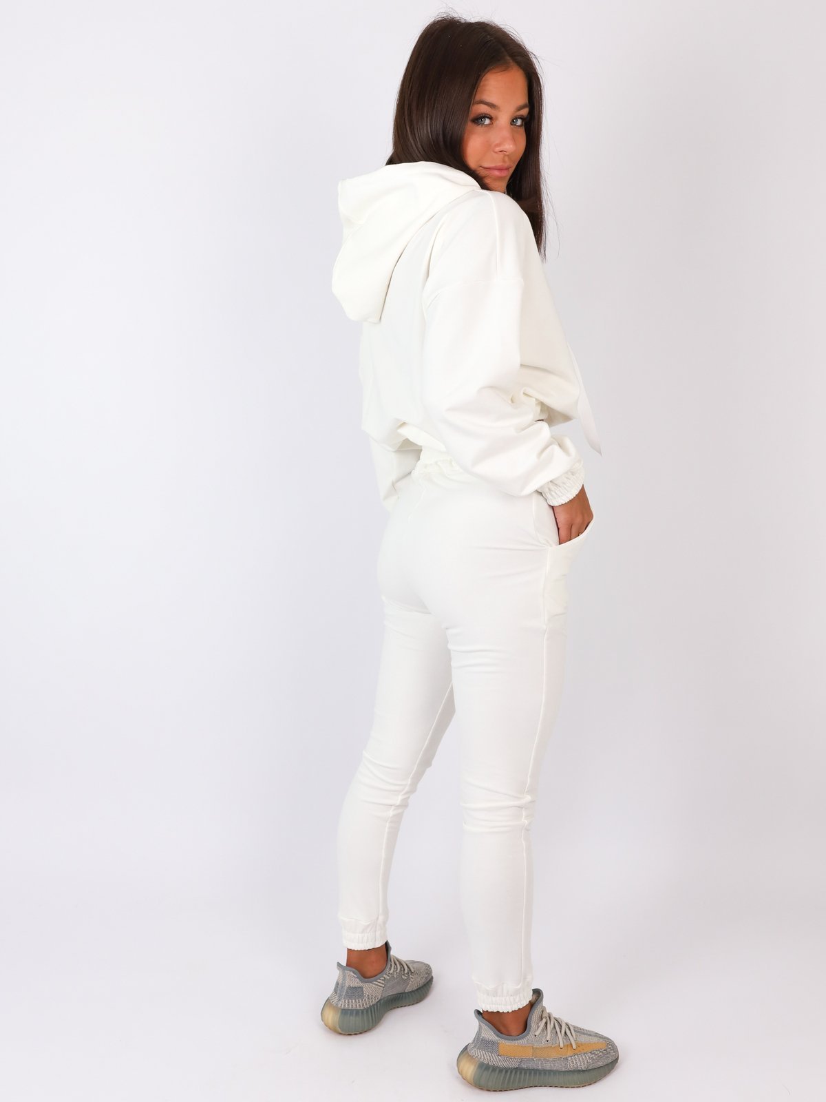 Dres komplet bluza z kapturem+spodnie biały a60 k01