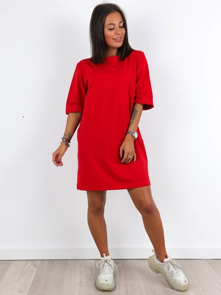 Basic bawełniana luźna sukienka oversize czerwona a197 k01 czerwony |  WASSYL | Creative Fashion