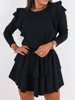 Bawełniana asymetryczna sukienka falbanki czarna a209 k01