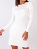 Bawełniana trapezowa sukienka z prążka biała b19 kk01