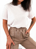 Bawełniany basicowy t-shirt oversize z krótkim rękawem biała d121