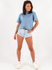 Bawełniany basicowy t-shirt oversize z krótkim rękawem blue d121 k01
