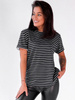 Bawełniany basicowy t-shirt oversize z krótkim rękawem w paski czarno białe d121 k01
