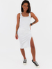 Ciążowa bawełniana asymetryczna midi sukienka na ramkach biała c177c k01