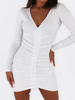 Dopasowana bawełniana sukienka z prążka regulowana długość biała C148 k01