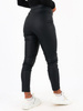 Dopasowane spodnie z wysokim stanem legginsy z eko skóry czarne c364 k01