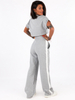 Dresowy komplet krótka oversizowa bluzka + spodnie z szerokimi nogawkami szary C118 k01