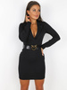 ELEGANCKA DOPASOWANA SUKIENKA Z PASKIEM czarna X202 k01