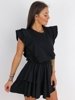 Elegancka asymetryczna sukienka falbanki czarna a86 k01