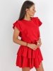 Elegancka asymetryczna sukienka falbanki czerwona a86 k01