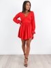 Elegancka asymetryczna sukienka z dekoltem czerwona a167 k01
